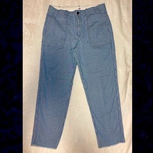 Cropped Straight Leg Striped Pants